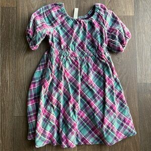 Cherokee Plaid Kids Dress in Pink and Green